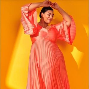 Eloquii Satin Pleated Formal Maxi Dress EUC